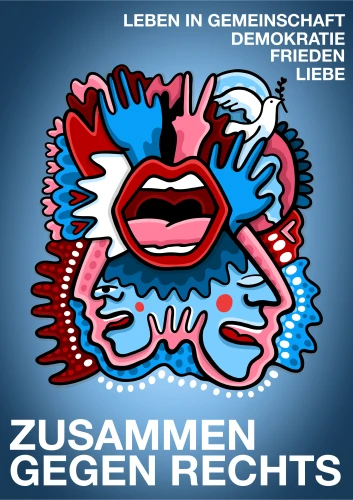 Plakat gegen Rechts von Kimiya Justus