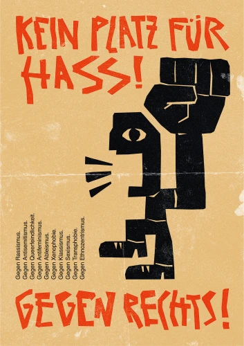 Plakat gegen Rechts von Lena Bantlin