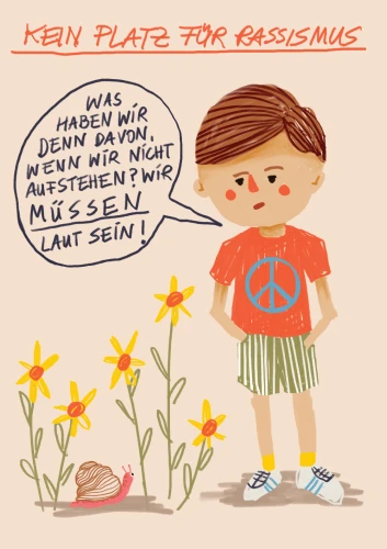 Plakat gegen Rechts von Nora Gärtner-Schallenberg